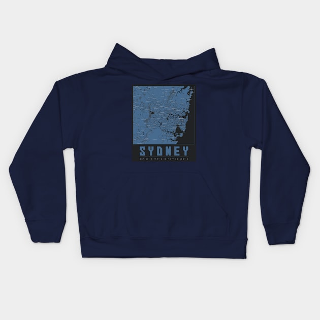 Sydney, NSW, City Map Australia Kids Hoodie by Saraahdesign